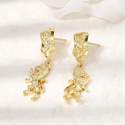 Boucles d'oreilles pendantes en laiton en forme de cheval&nbsp;EJEW-D352-03G-02