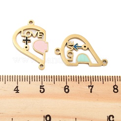 Dijes de conector para niña y niño de acero inoxidable 304 con baño de iones (IP) para San Valentín&nbsp;STAS-Z078-15G