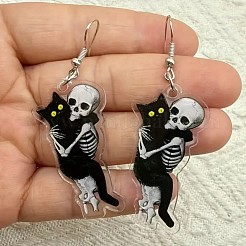Katzenform mit Totenkopf-Ohrhängern aus Acryl&nbsp;FS-WGAA370-02