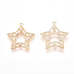 Pendentifs avec zircon cubiques à micro-pavés en laiton&nbsp;LS-KK-I660-10G