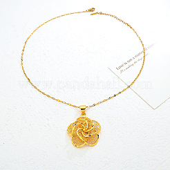 Colliers à chaîne avec pendentif en forme de fleur creuse en laiton gothique vintage pour femmes&nbsp;UA5316