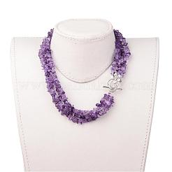 Chip natürliche & synthetische gemischte Steinperlen mehrsträngige Halsketten&nbsp;NJEW-JN01576