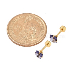 Tappi finti per le orecchie in vetro quadrati&nbsp;EJEW-H105-24G-C