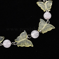 Papillon naturel nouveaux bracelets de perles de jade pour fille femmes&nbsp;BJEW-S145-002A