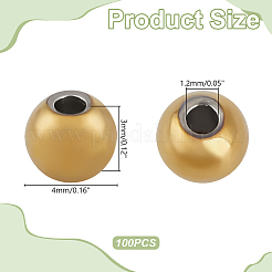 100 pièce de perles en acier inoxydable 304&nbsp;STAS-HY0002-23A