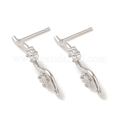 Boucles d'oreilles en laiton avec zircone cubique transparente.&nbsp;LS-KK-G499-02P