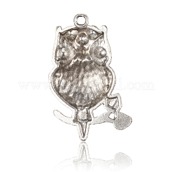 Antike Silber-Legierung Strass Eule Anhänger für Halloween-Schmuck&nbsp;ALRI-J060-01AS