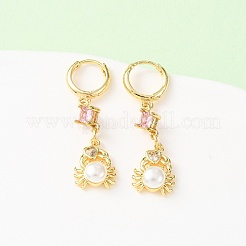 Créoles en laiton avec zircone cubique de micro pave&nbsp;EJEW-A149-04A-G