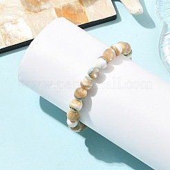 Braccialetti elasticizzati da donna con perline rotonde di conchiglie naturali tinte.&nbsp;BJEW-JB14397