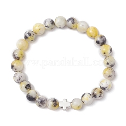 Bracelets de perles rondes en jade persan teinté naturel&nbsp;BJEW-JB12436