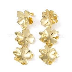 Orecchini a bottone in ottone a triplo fiore&nbsp;EJEW-K257-05G