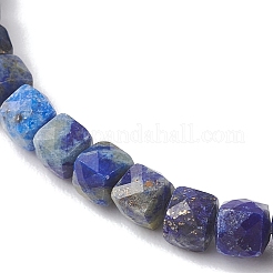 Stretcharmbänder aus natürlichen Lapislazuli-Würfelperlen für Damen&nbsp;BJEW-JB13179-03