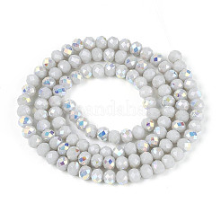 Hilos de cuentas redondas de vidrio opaco chapadas en color AB&nbsp;EGLA-T029-4mm-09M