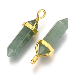 Natürliche grüne Aventurin-Doppelend-Spitzanhänger&nbsp;G-G902-B16