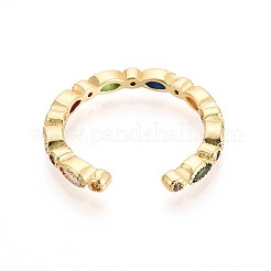 Manschettenringe aus Messing mit Mikropavé-Zirkonia für Damen&nbsp;KK-T071-68G