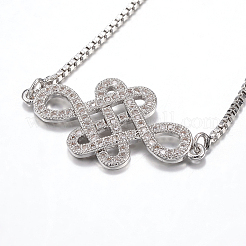 Verstellbare messing micro pave zirkonia bolo armbänder&nbsp;BJEW-F297-49P