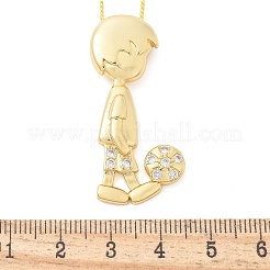 Messing Micro Pave klare Zirkonia Anhänger Halsketten&nbsp;LS-NJEW-M084-01G-01