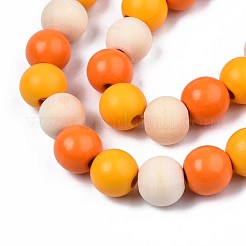 Brins de perles de bois naturel peintes à la bombe d'halloween&nbsp;WOOD-S053-55B