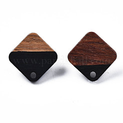Orecchini a bottone in resina opaca e legno di noce&nbsp;MAK-N032-021A-B01