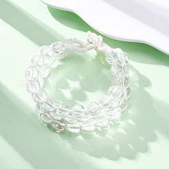 Naturquarz Kristall runde Perlen mehrsträngige Armbänder für Männer Frauen&nbsp;BJEW-G743-02C