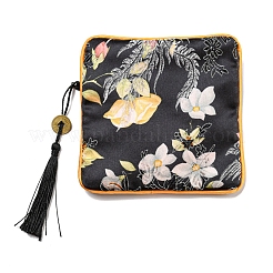 Aufbewahrungsbeutel für Schmuck aus Stoff im chinesischen Stil mit Blumenmuster und Reißverschluss&nbsp;LS-AJEW-D063-01A