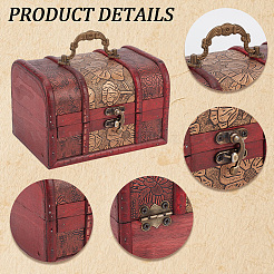 Schmuckaufbewahrungsetuis aus Holz im Retro-Stil mit geprägtem Blumenmuster und Griffen&nbsp;CON-CL0001-25