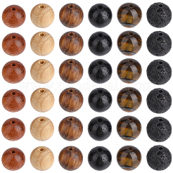 240 kit de perles rondes en bois naturel de 4 couleurs&nbsp;DIY-PA0001-65