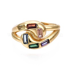 Micro ottone spianare anelli gemelli zirconi&nbsp;RJEW-S045-073-NR
