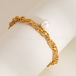 Braccialetti con ciondoli rotondi in acciaio inossidabile con perline sintetiche.&nbsp;BT3427