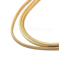 Placcatura ionica (ip) 304 acciaio inossidabile serpente rotondo e catene a spina di pesce collana a doppio strato per uomo donna&nbsp;NJEW-E046-03G