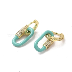 Orecchini a cerchio pendenti ovali in vero ottone placcato oro 18k&nbsp;EJEW-L268-039G-03