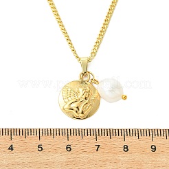 Colliers pour femmes avec pendentif ange en acier inoxydable 304 et perle naturelle&nbsp;NJEW-JN06055