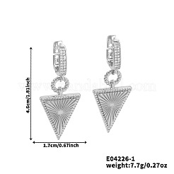 Eleganti orecchini a cerchio triangolare in ottone con zirconi cubici trasparenti&nbsp;IH4301-1