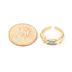 Bagues manchette en laiton micro pavées en oxyde de zirconium transparent pour femmes&nbsp;RJEW-C116-03G
