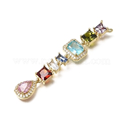 Colgantes grandes de latón con micro pavé de circonitas cúbicas de colores&nbsp;KK-K427-28G
