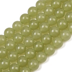 Naturels teints en blanc perles de jade brins&nbsp;GG-CBAEB22-B01-12mm-05
