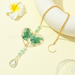 Decorazione pendente in vetro e avventurina verde naturale&nbsp;HJEW-FS00018