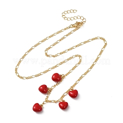 Collares con colgante de corazón rojo esmaltado en latón para el día de San Valentín para mujer&nbsp;NJEW-A071-13B-G