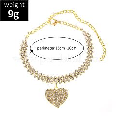 Herz-Fußkettchen aus Messing mit Kristall-Strass-Anhänger für Frauen&nbsp;FS-WGD5A5F-02