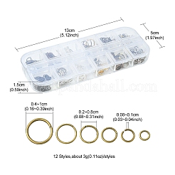 12 Stil DIY Messing- und Eisen offene Biegeringe Sets&nbsp;DIY-FS0004-12