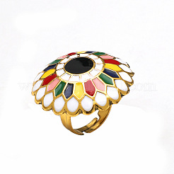 Verstellbare Ringe aus Emaille-Legierung im böhmischen Ethno-Stil mit ausgehöhlten Blumen&nbsp;JB5500