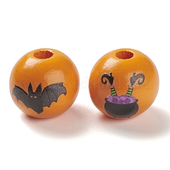 Halloween bedruckte europäische Holzperlen&nbsp;WOOD-K008-03