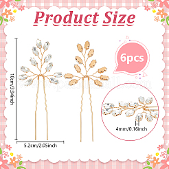 6 pz di bastoncini per capelli in lega con strass per donna&nbsp;OHAR-FG0001-08KCG