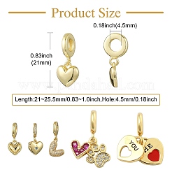 5 Stück 5 Stile Messing europäische Baumeln Charms&nbsp;FIND-CJ0004-64