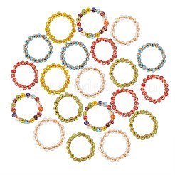 30pcs 6 Farben runde Glasperlen-Fingerringe&nbsp;RJEW-SZ0001-01
