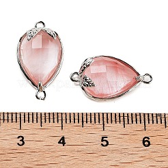 Kirschquarzglas facettierte Tropfen-Verbinder-Anhänger&nbsp;G-B081-03P-02