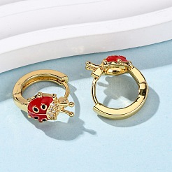 Pendientes de aro de latón con micro circonitas y cubic zirconia transparente&nbsp;EJEW-D328-07G