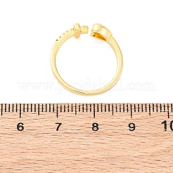 Bagues de manchette en laiton avec micro pavé de zircone cubique transparente pour femmes&nbsp;RJEW-U047-15G