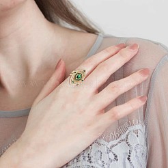 Verstellbare Ringe mit grünem Zirkonia-Bösem-Blick&nbsp;JR925A