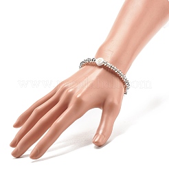 Bracelet extensible en hématite synthétique avec lettres initiales en perles acryliques&nbsp;BJEW-JB07960